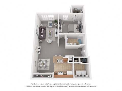 Floor plan for 1 bed, 1 bath, 825 sqft